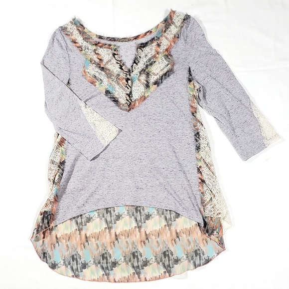 gimmicks by BKE Tops - Gimmicks by BKE High-Low Sheer Lace Blouse.